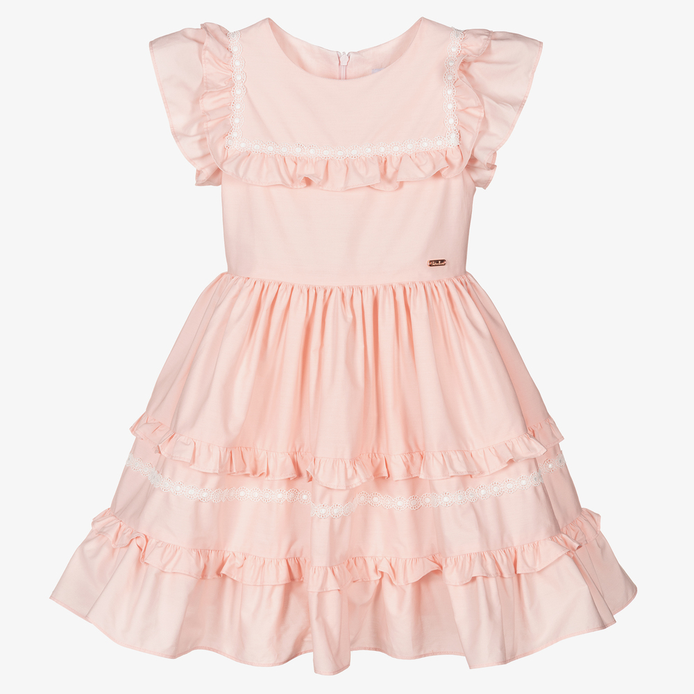 Patachou - Pink Cotton Ruffle Dress  | Childrensalon