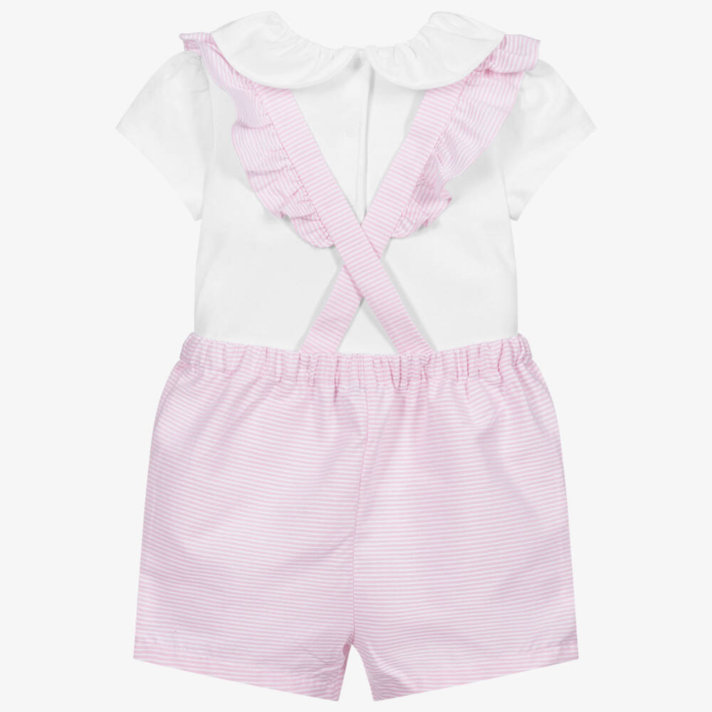 Patachou-Pink Dungaree Shorts Set | Childrensalon Outlet