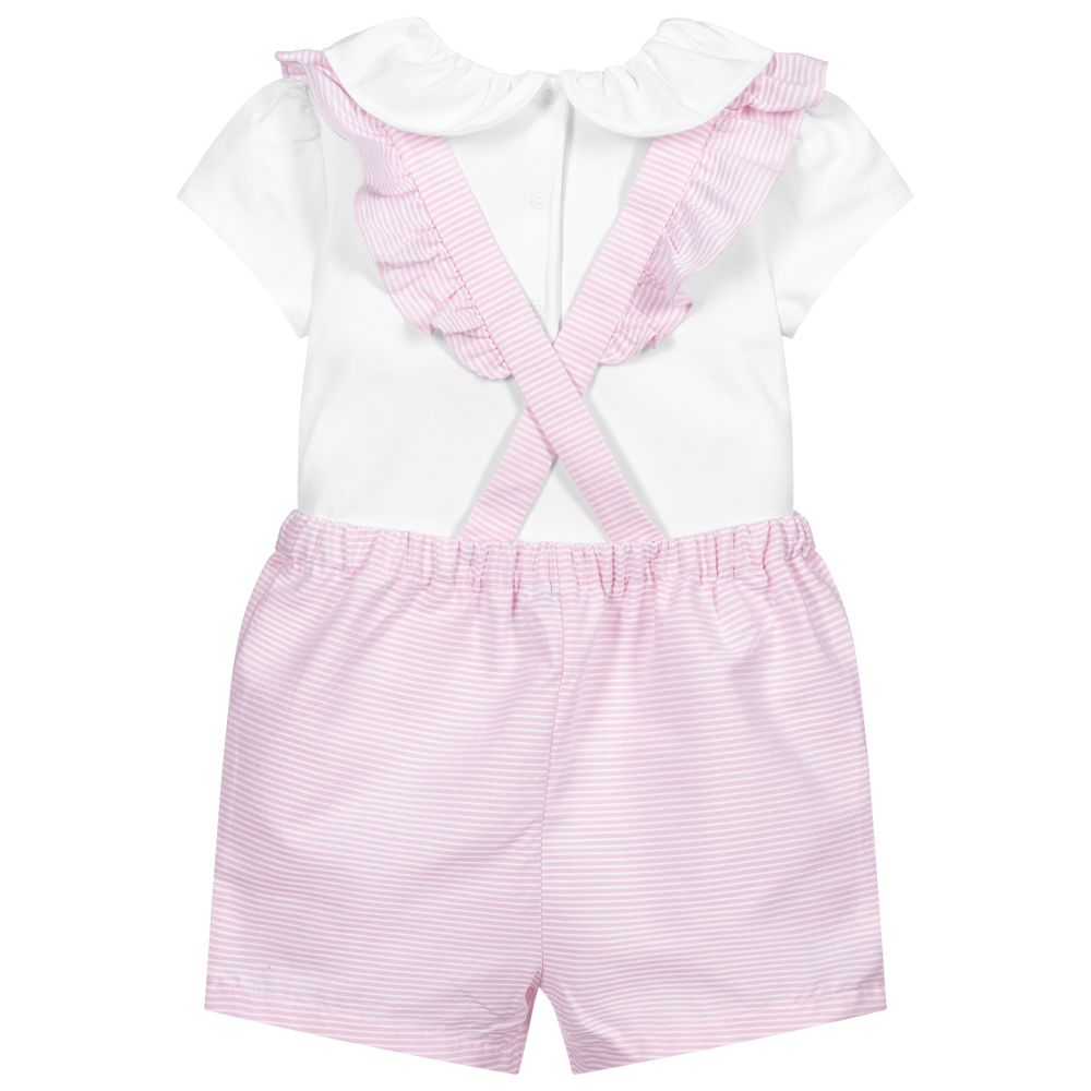 Patachou-Pink Dungaree Shorts Set | Childrensalon Outlet