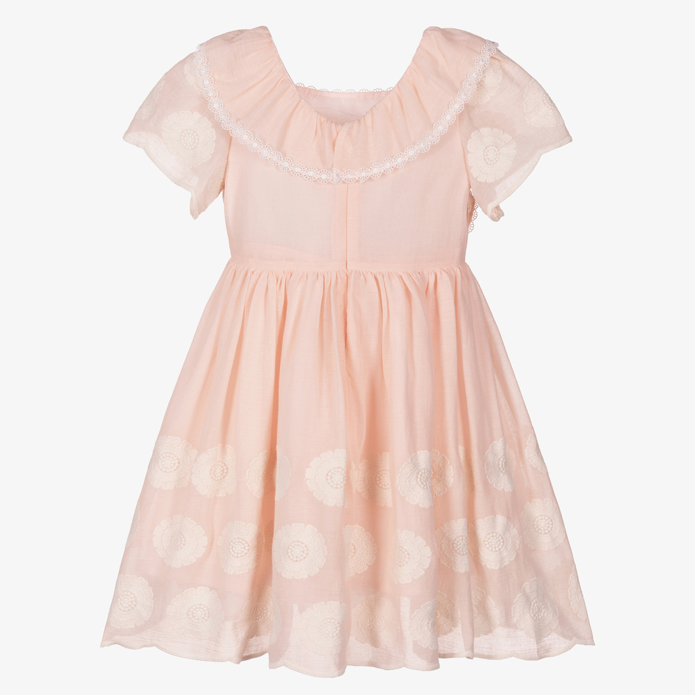 Patachou-Pink Embroidered Voile Dress | Childrensalon Outlet