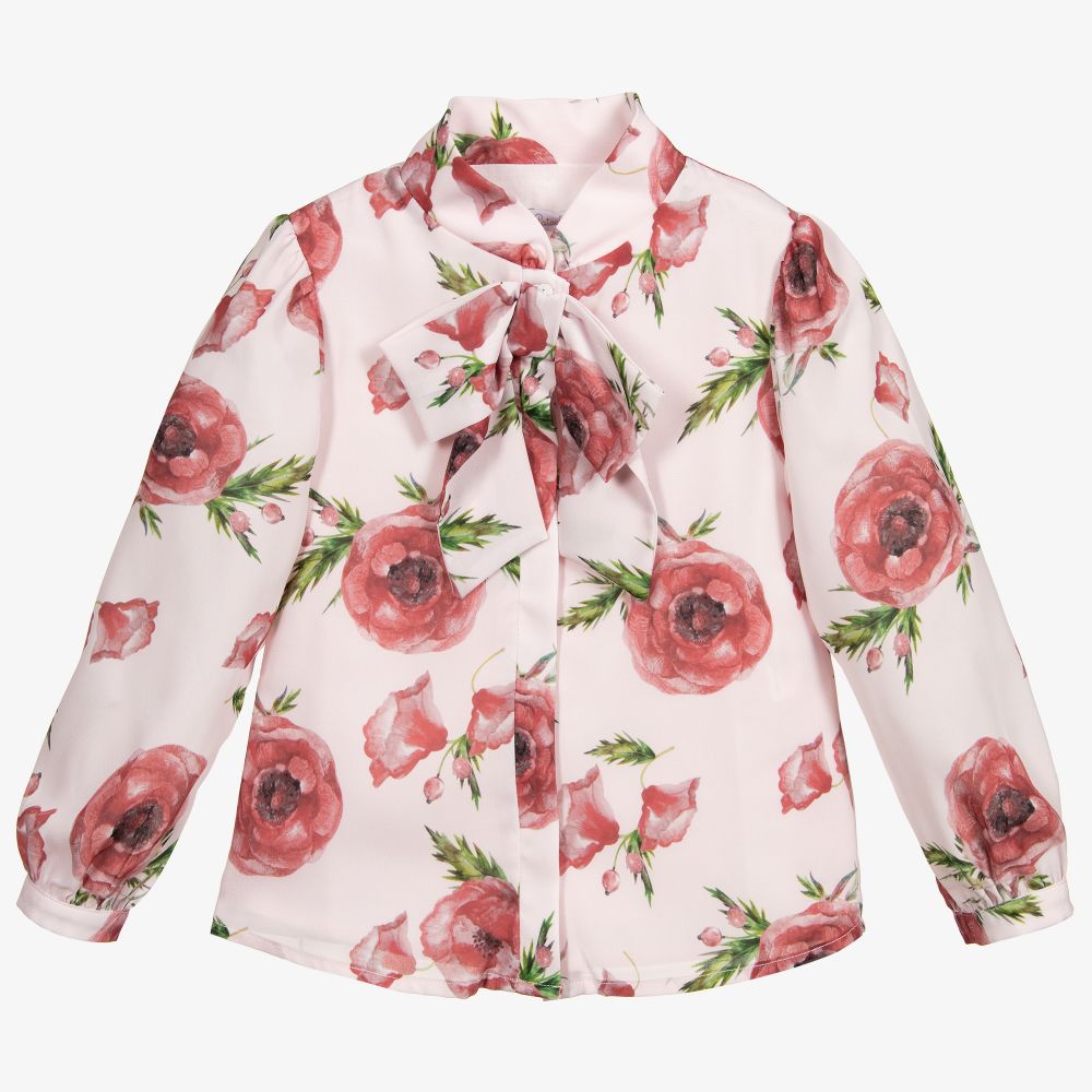 Patachou - Розовая шифоновая блузка с цветами | Childrensalon
