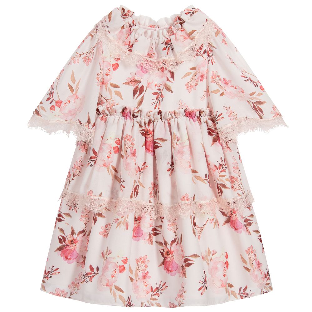 Patachou-Pink Floral Chiffon Dress | Childrensalon Outlet