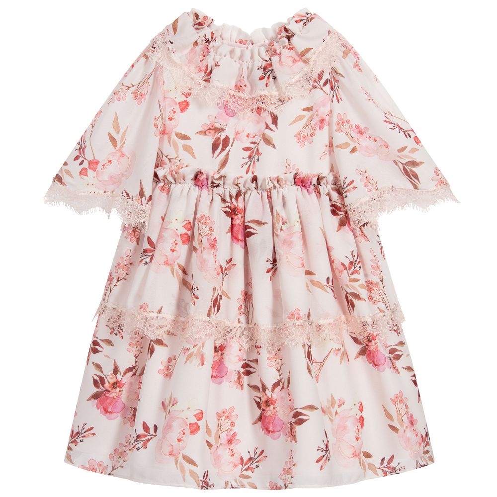 Patachou - Robe rose en mousseline fleurie | Childrensalon