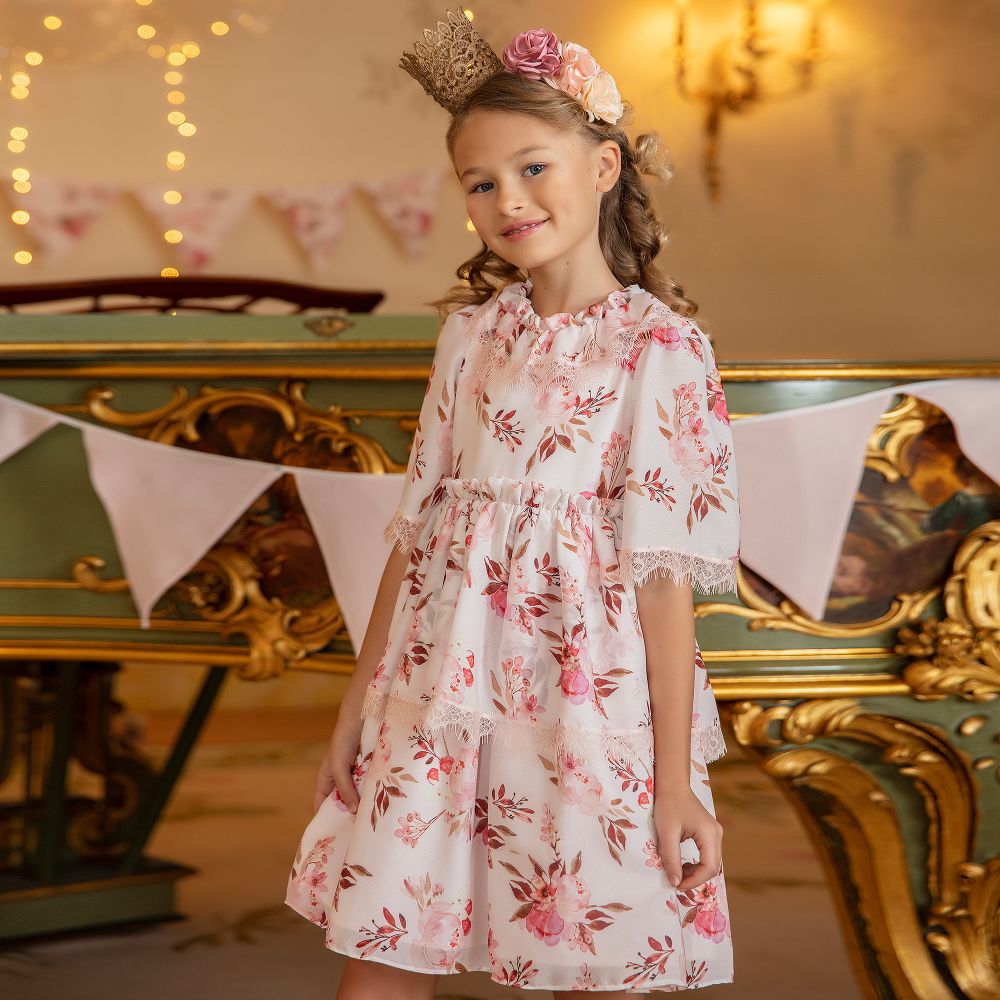 Patachou - Pink Floral Chiffon Dress | Childrensalon Outlet