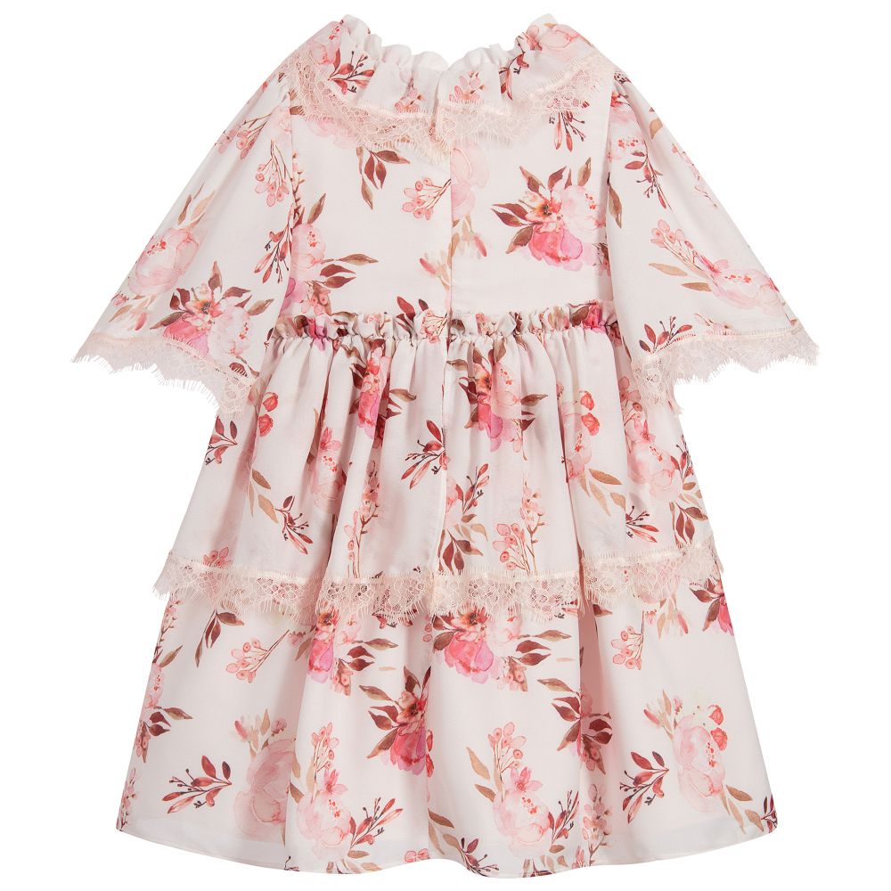 Patachou-فستان شيفون لون زهري بطبعة ورود | Childrensalon Outlet