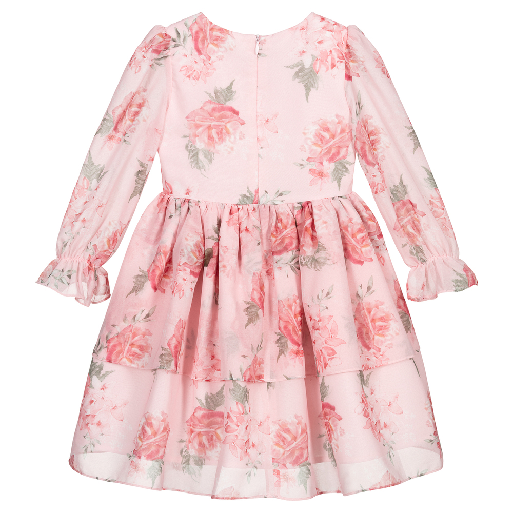 Patachou-Pink Floral Chiffon Dress | Childrensalon Outlet