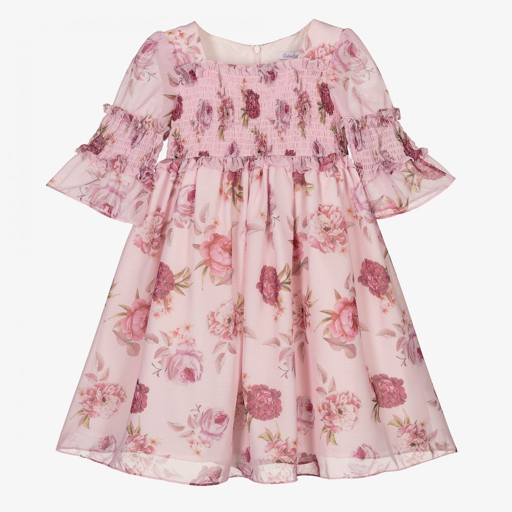 Patachou - Розовое шифоновое платье с цветами | Childrensalon