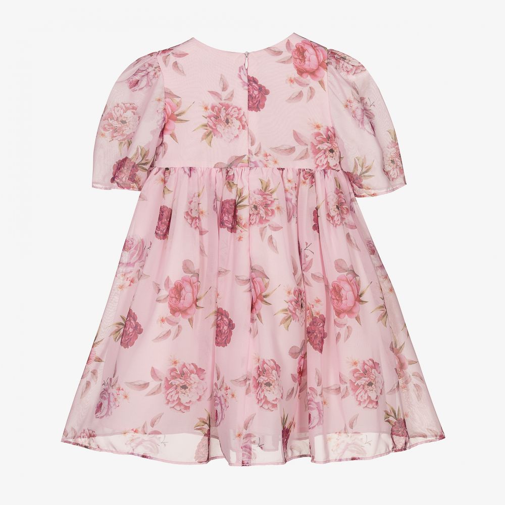 Patachou-Pink Floral Chiffon Dress  | Childrensalon Outlet