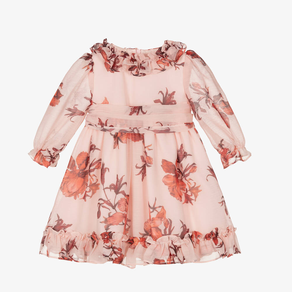 Patachou - Розовое шифоновое платье с цветами | Childrensalon