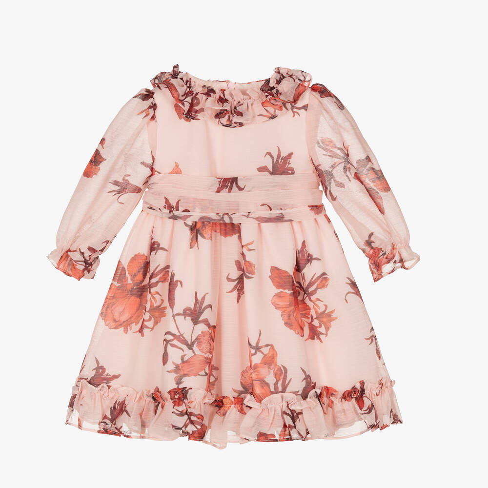 Patachou - Pink Floral Chiffon Dress | Childrensalon