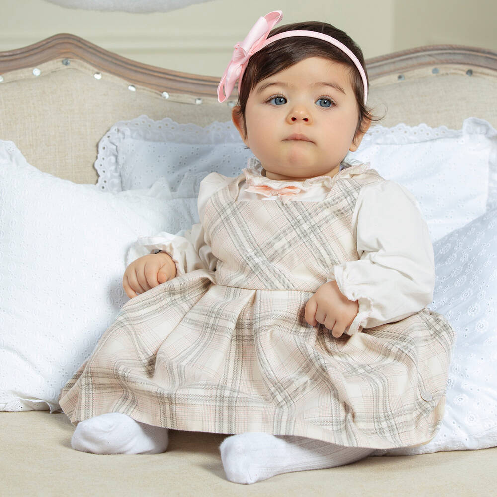 Patachou-Pink & Grey Checked Dress | Childrensalon Outlet