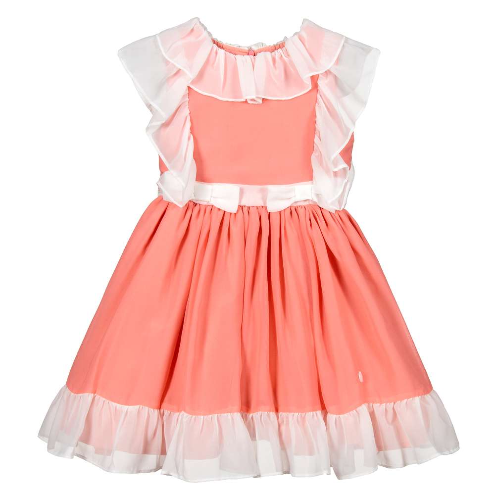 Patachou - Платье из шифона цвета слоновой кости и розового цвета | Childrensalon