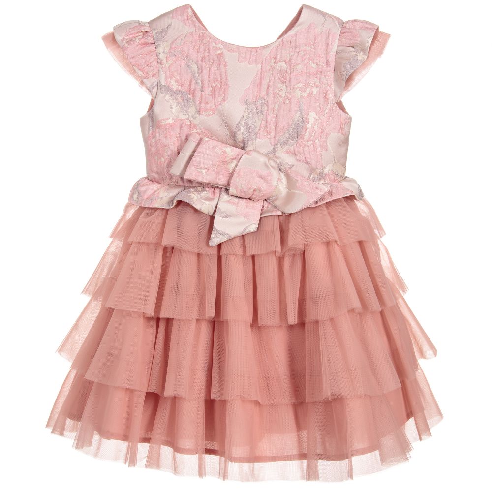 Patachou Haute Couture - Pink Jacquard & Tulle Dress | Childrensalon
