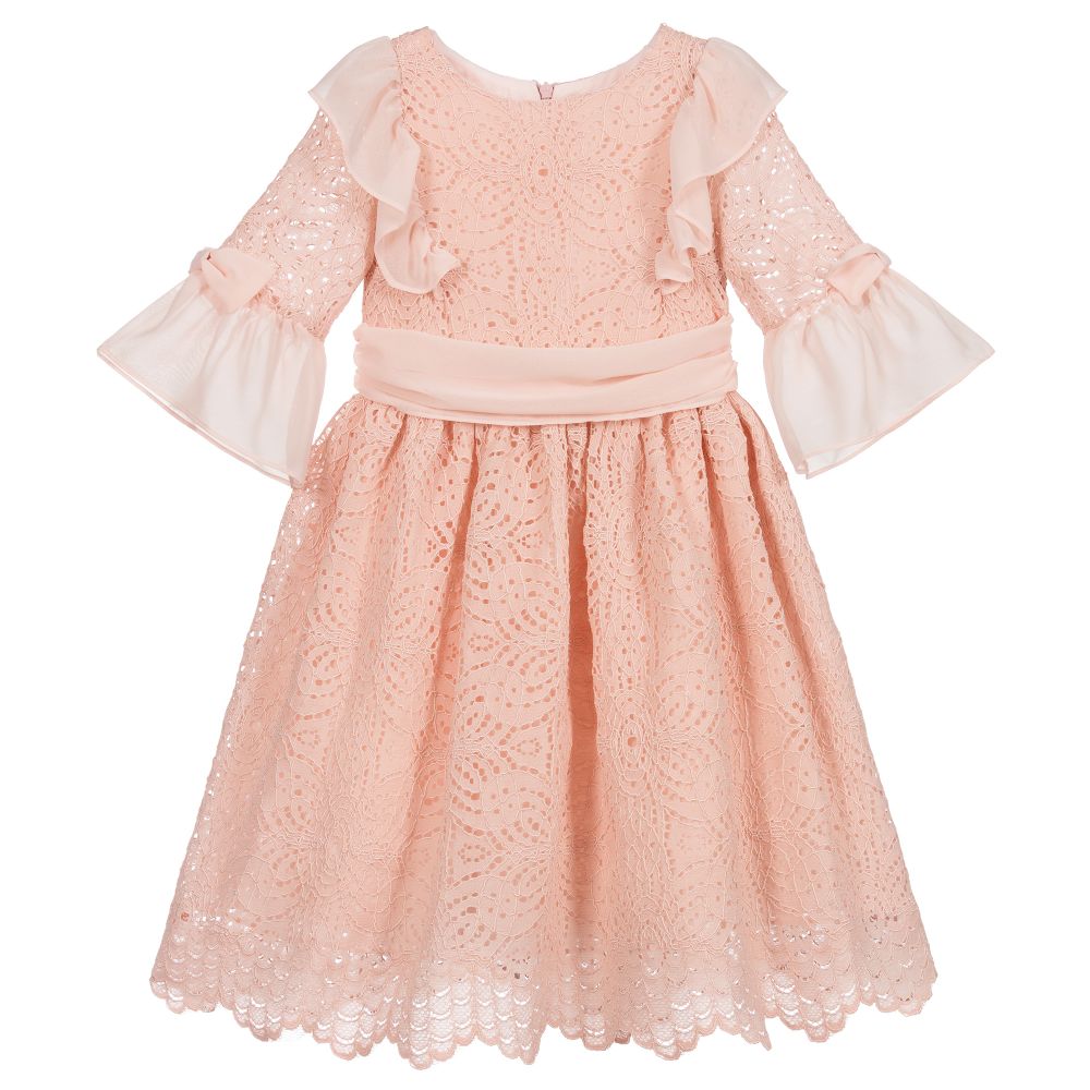 Patachou - Robe rose en dentelle et en mousseline | Childrensalon