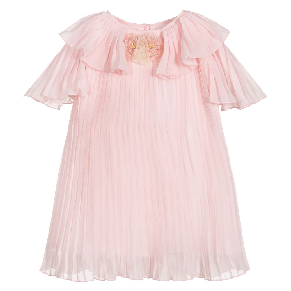 Patachou - Pink Organza Pleated Dress | Childrensalon