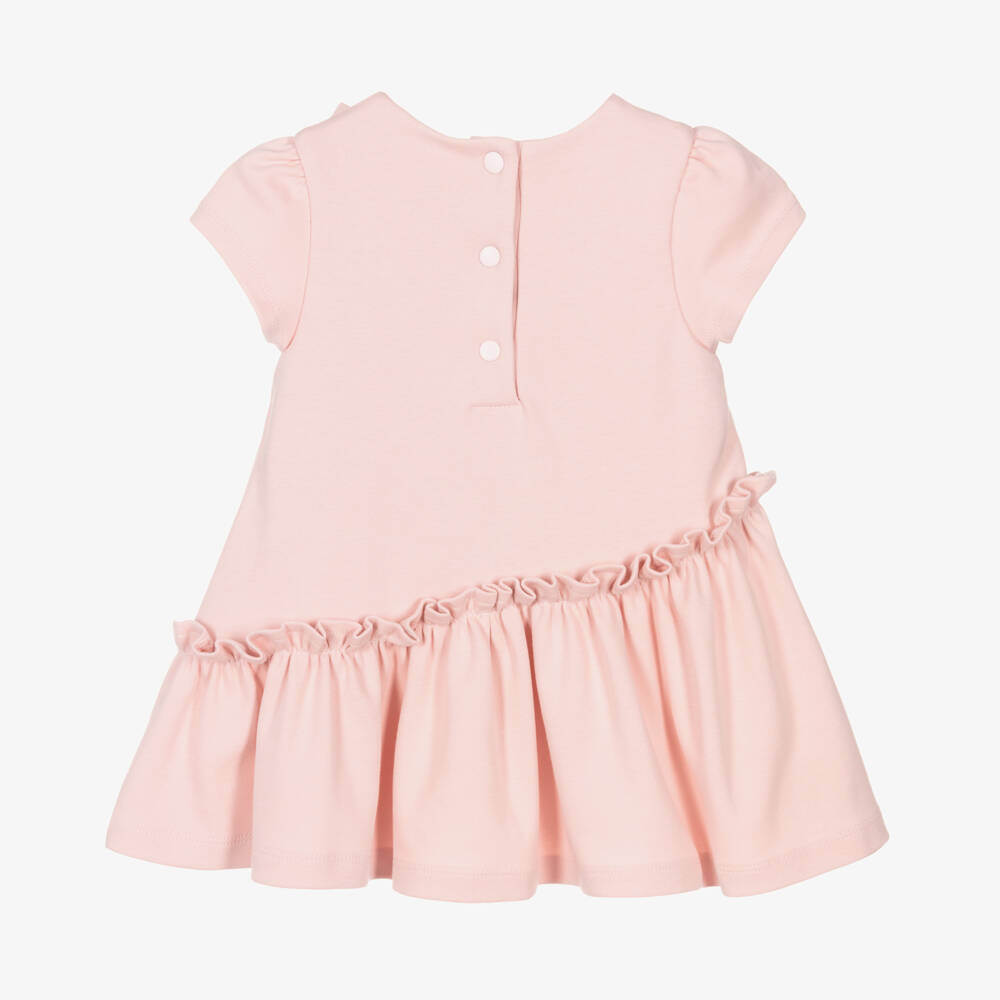 Patachou-Pink Puff-Sleeve Cotton Dress | Childrensalon Outlet