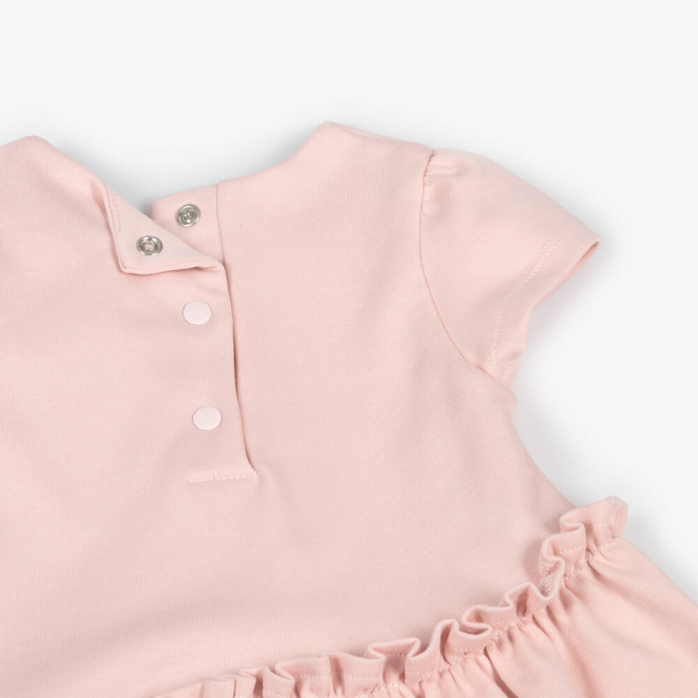 Patachou-Pink Puff-Sleeve Cotton Dress | Childrensalon Outlet