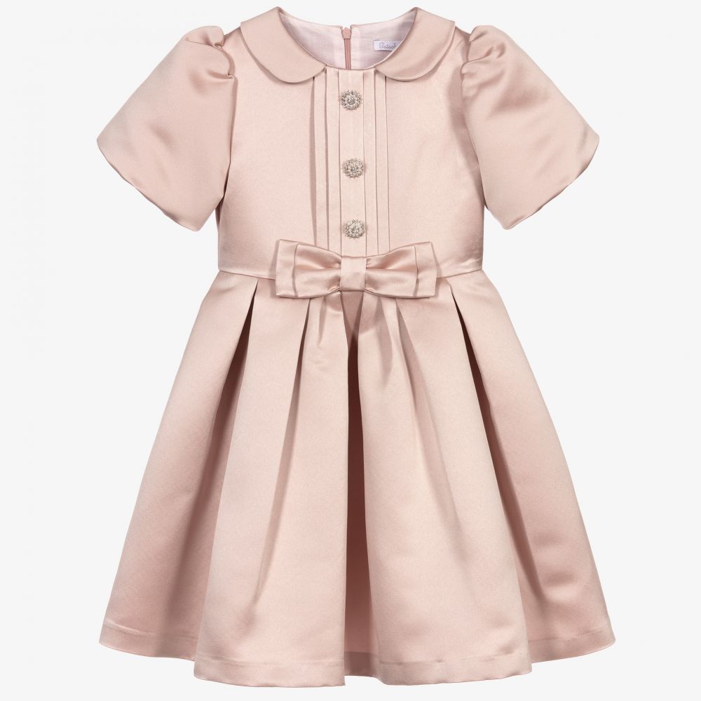 Patachou - Розовое сатиновое платье с бантом | Childrensalon
