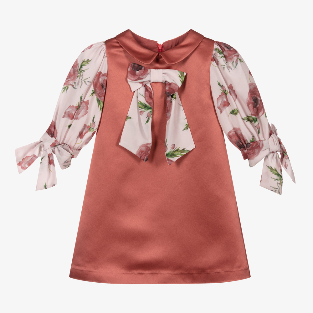 Patachou - Розовое платье из шифона и атласа | Childrensalon