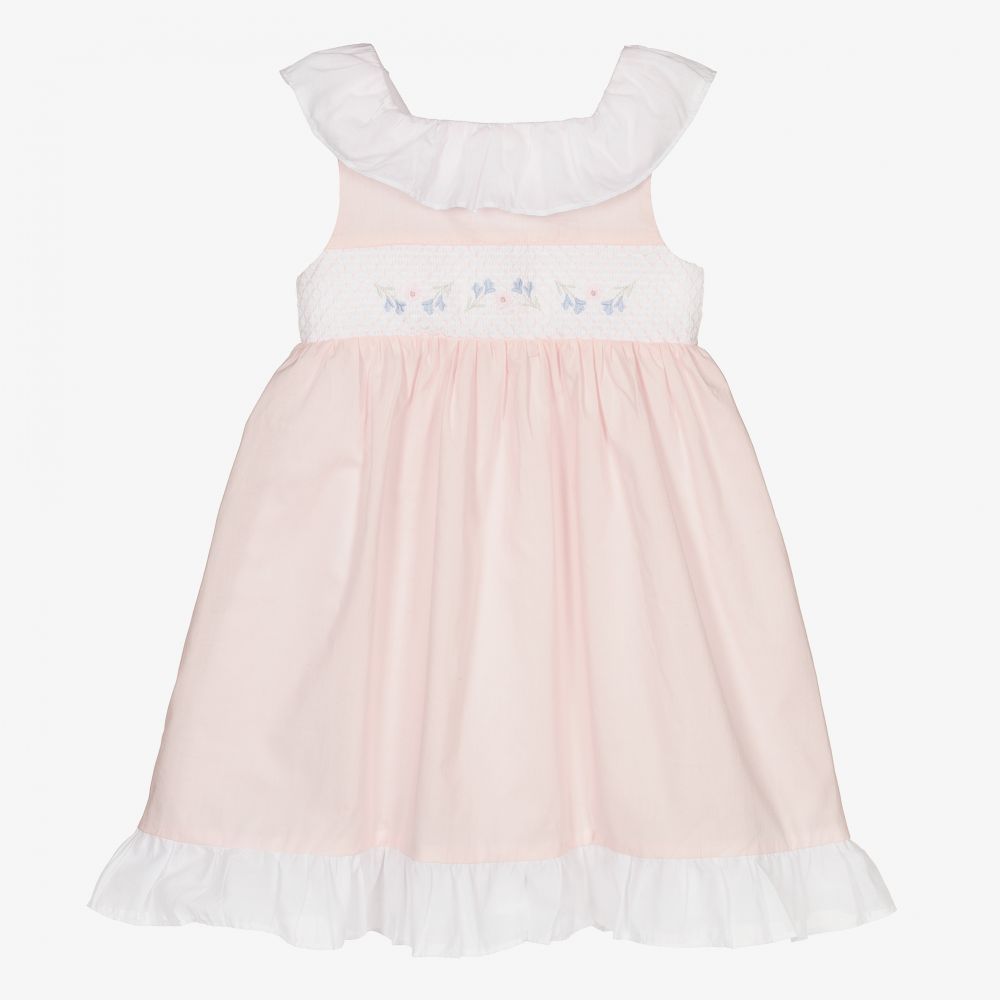 Patachou - Розовое хлопковое платье с вафельными сборками | Childrensalon