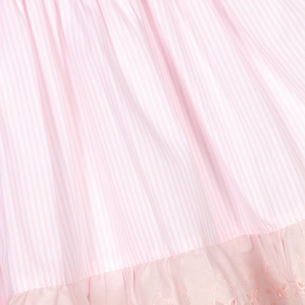 Patachou-فستان قطن بوبلين مقلم لون زهري وأبيض للمولودات | Childrensalon Outlet