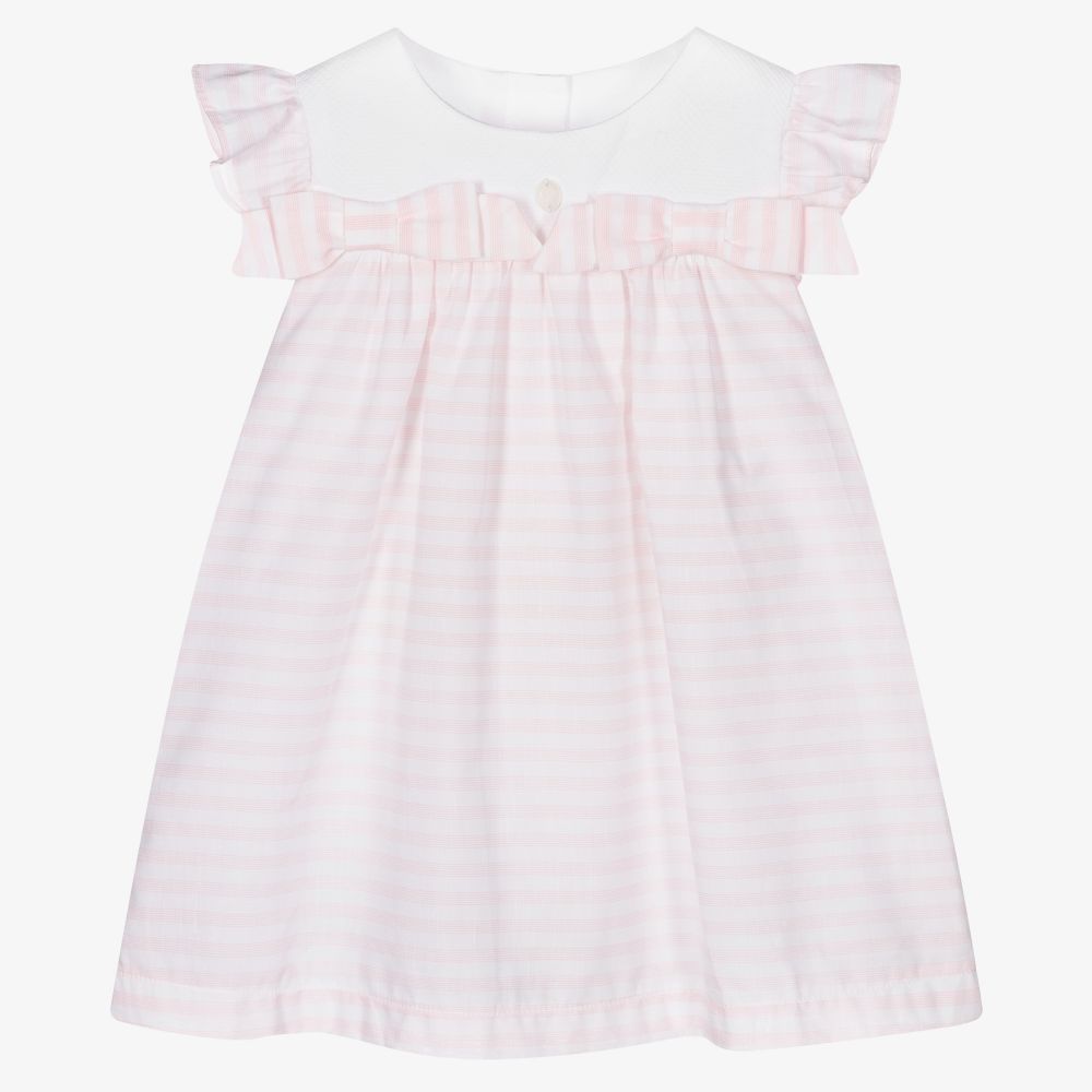Patachou - Розовое хлопковое платье в полоску для малышей | Childrensalon