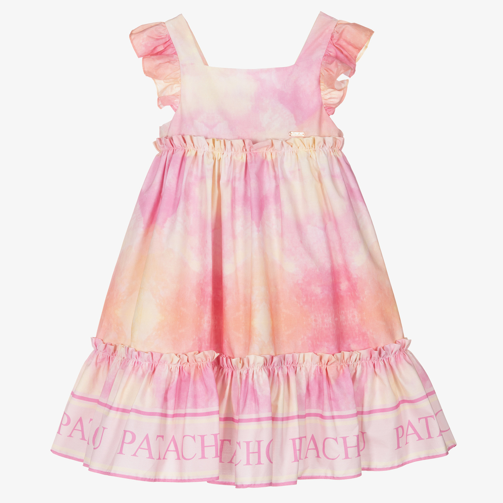 Patachou - Pink Tie Dye Logo Dress  | Childrensalon