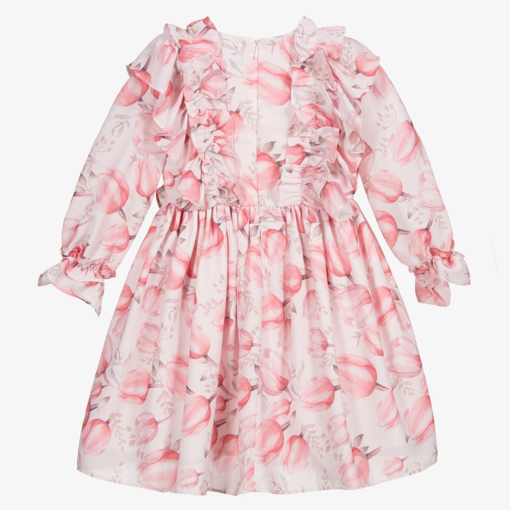 Patachou-Pink Tulip Chiffon Dress | Childrensalon Outlet