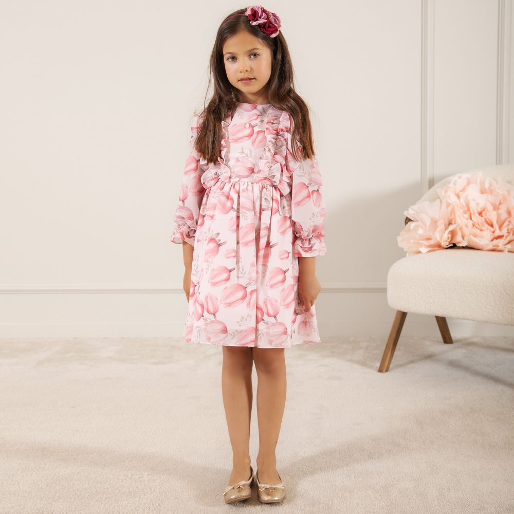 Patachou - Pink Tulip Chiffon Dress | Childrensalon Outlet image.
