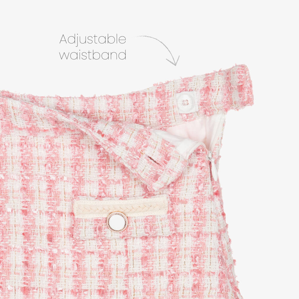 Patachou-Pink Tweed Skirt Set | Childrensalon Outlet