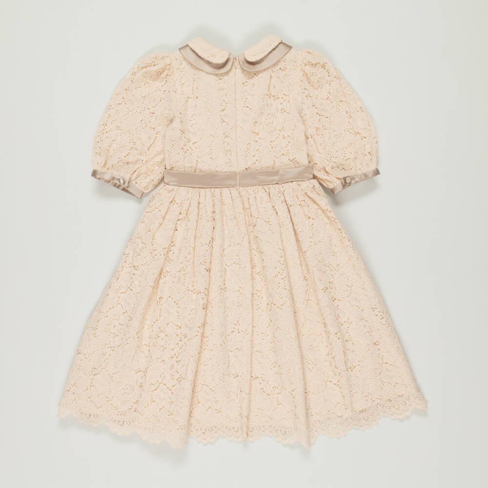 Patachou-Preloved Girls Beige Floral Lace Dress (10 years) | Childrensalon Outlet