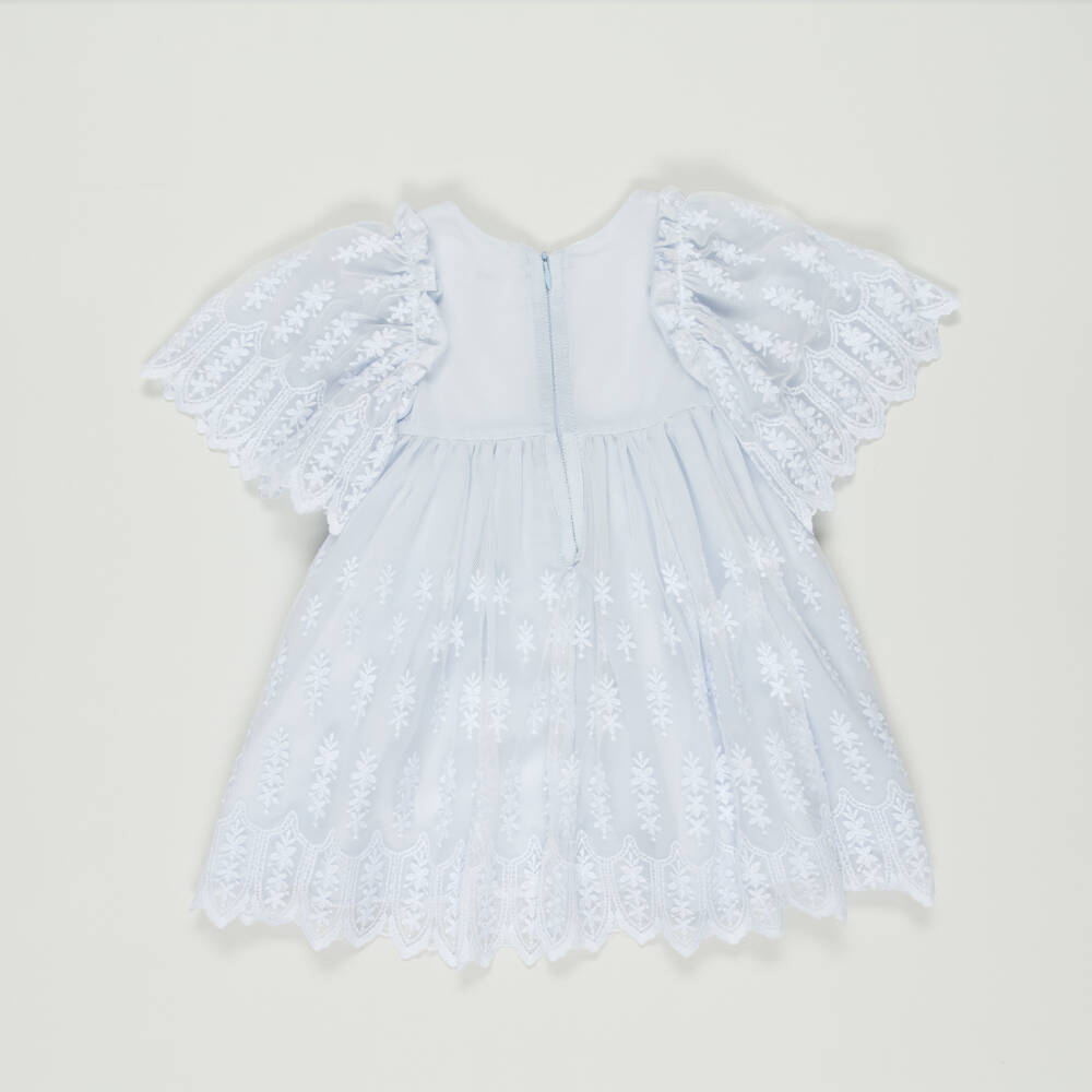Patachou-Preloved Girls Blue Embroidered Tulle Dress (18 months) | Childrensalon Outlet