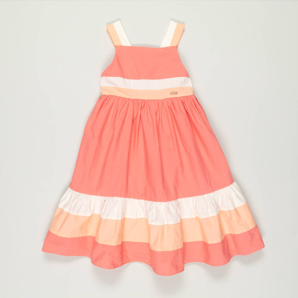Patachou-Preloved Girls Coral Pink & Orange Cotton Dress (5 years) | Childrensalon Outlet