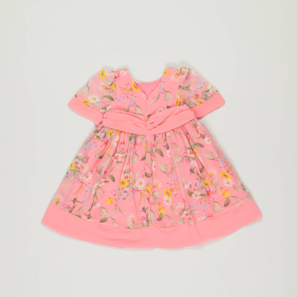 Patachou-Preloved Girls Pink Floral Chiffon Dress (3 years) | Childrensalon Outlet