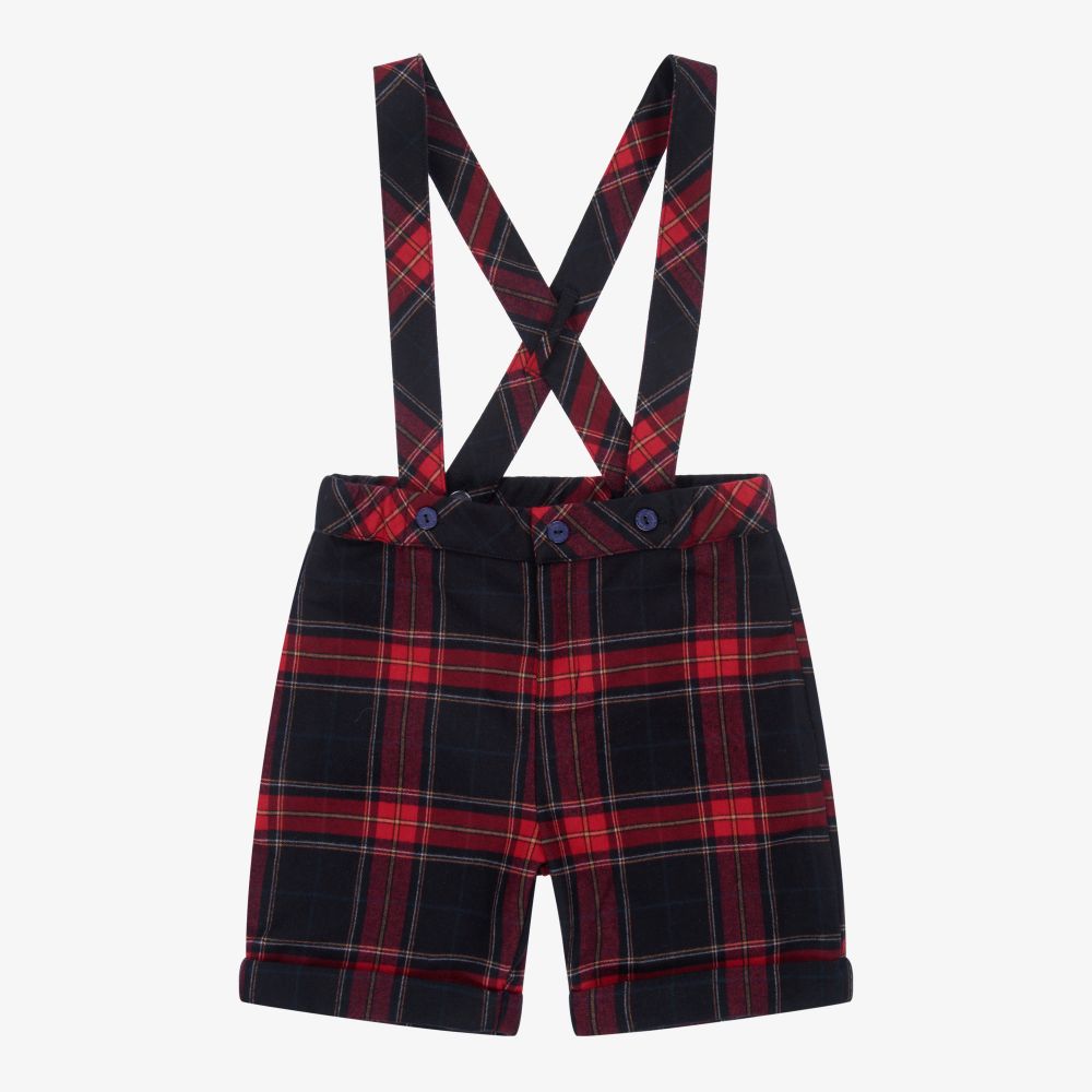 Patachou - Red & Blue Dungaree Shorts | Childrensalon