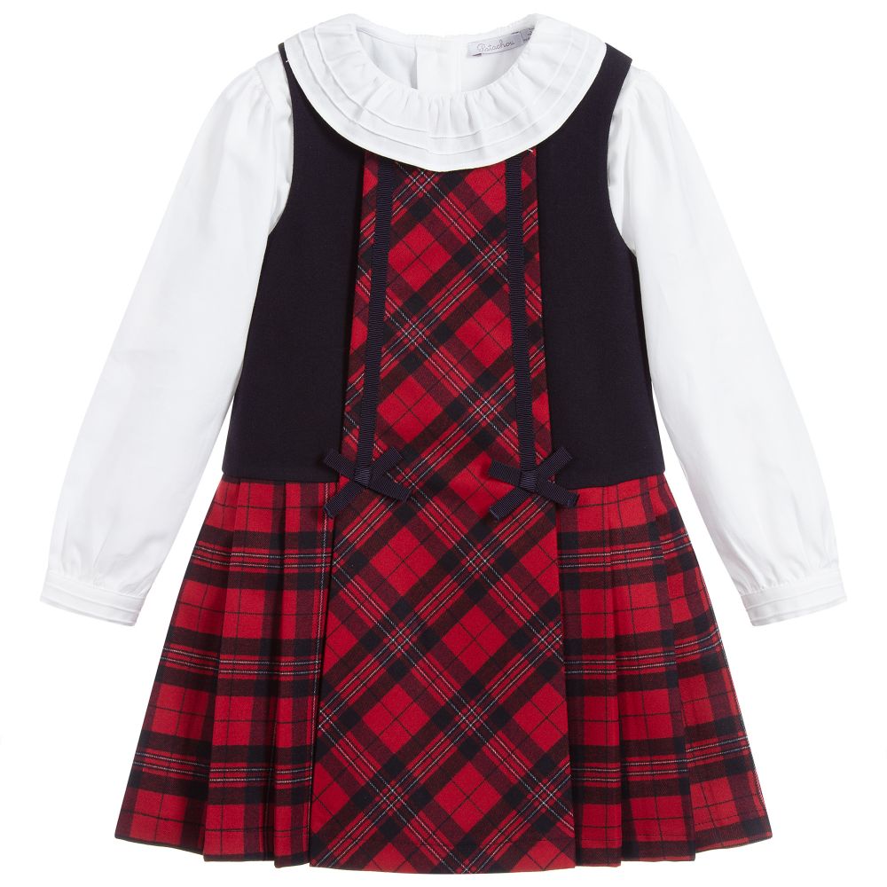 Patachou - Red & Blue Tartan Dress Set | Childrensalon