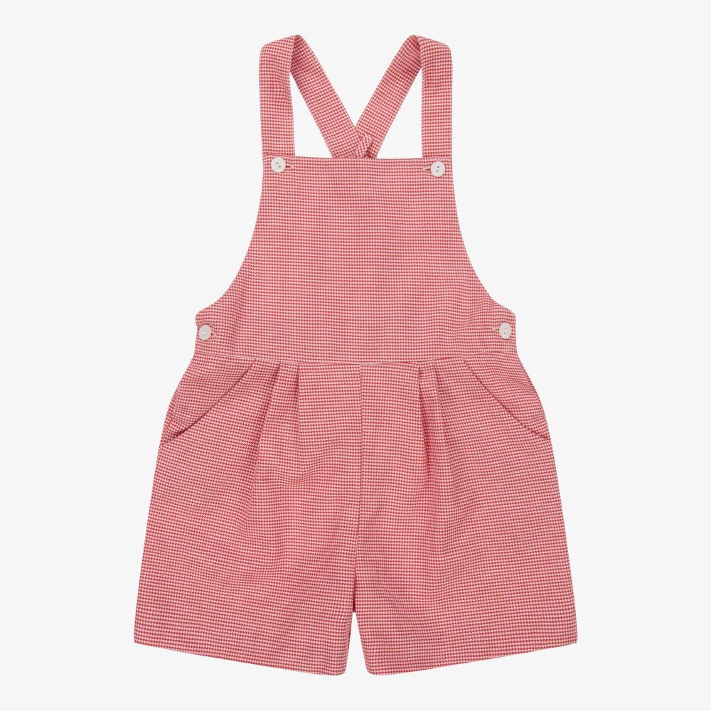 Patachou - Red Check Dungaree Shorts | Childrensalon