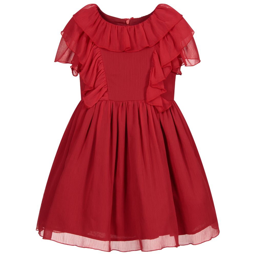 Patachou - Red Chiffon Dress | Childrensalon