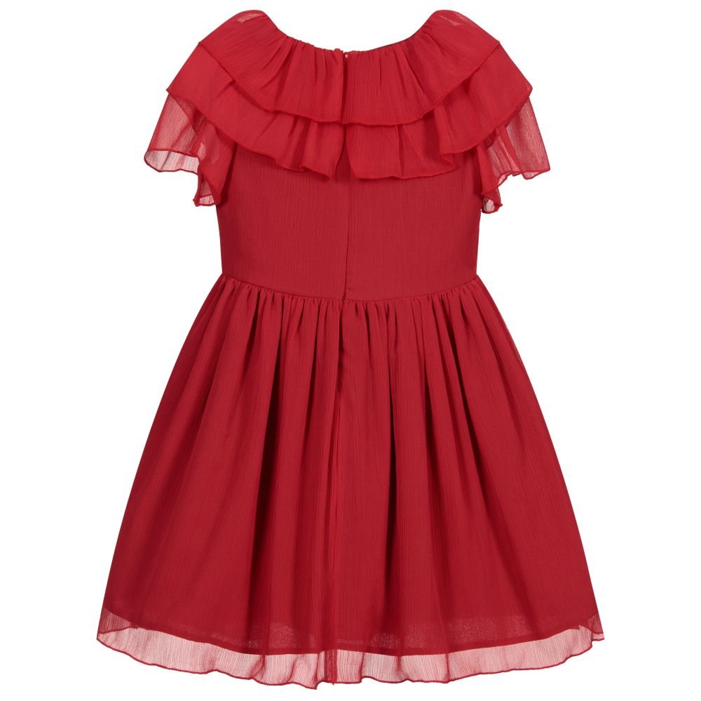 Patachou-Red Chiffon Dress | Childrensalon Outlet