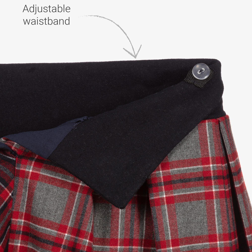 Patachou-Red & Grey Tartan Skirt | Childrensalon Outlet