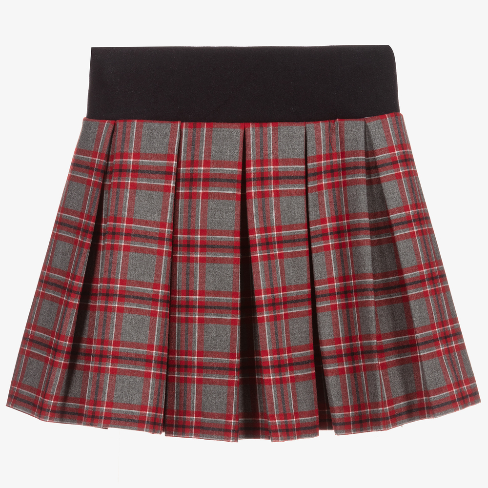 Patachou-Red & Grey Tartan Skirt | Childrensalon Outlet