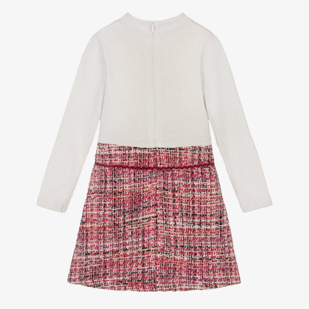 Patachou-Red & Ivory Knit Tweed Dress | Childrensalon Outlet