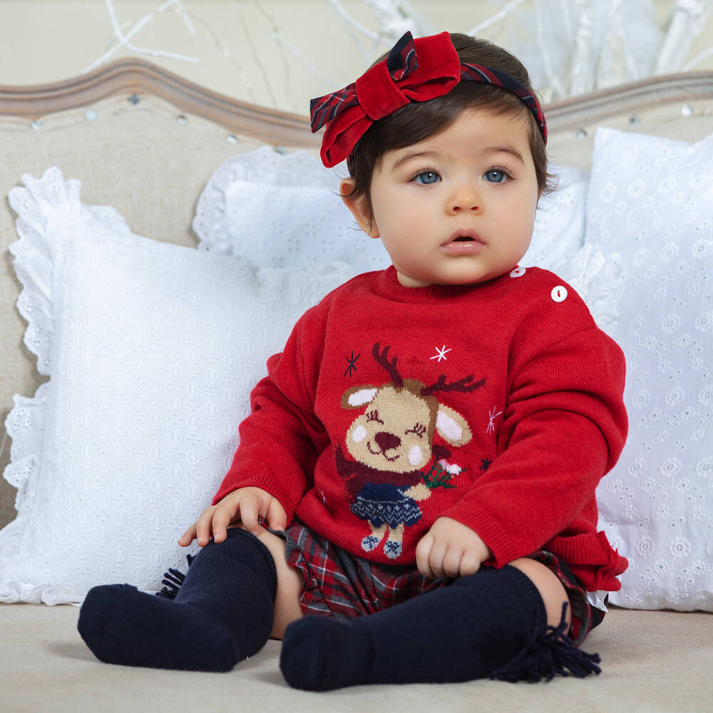 Patachou-Красный вязаный свитер с северным оленем | Childrensalon Outlet