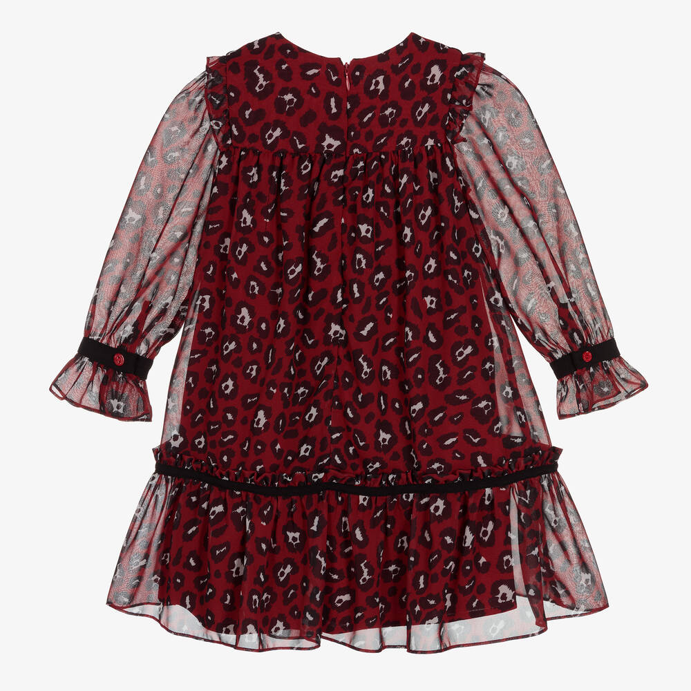 Patachou-Red Leopard Chiffon Dress | Childrensalon Outlet