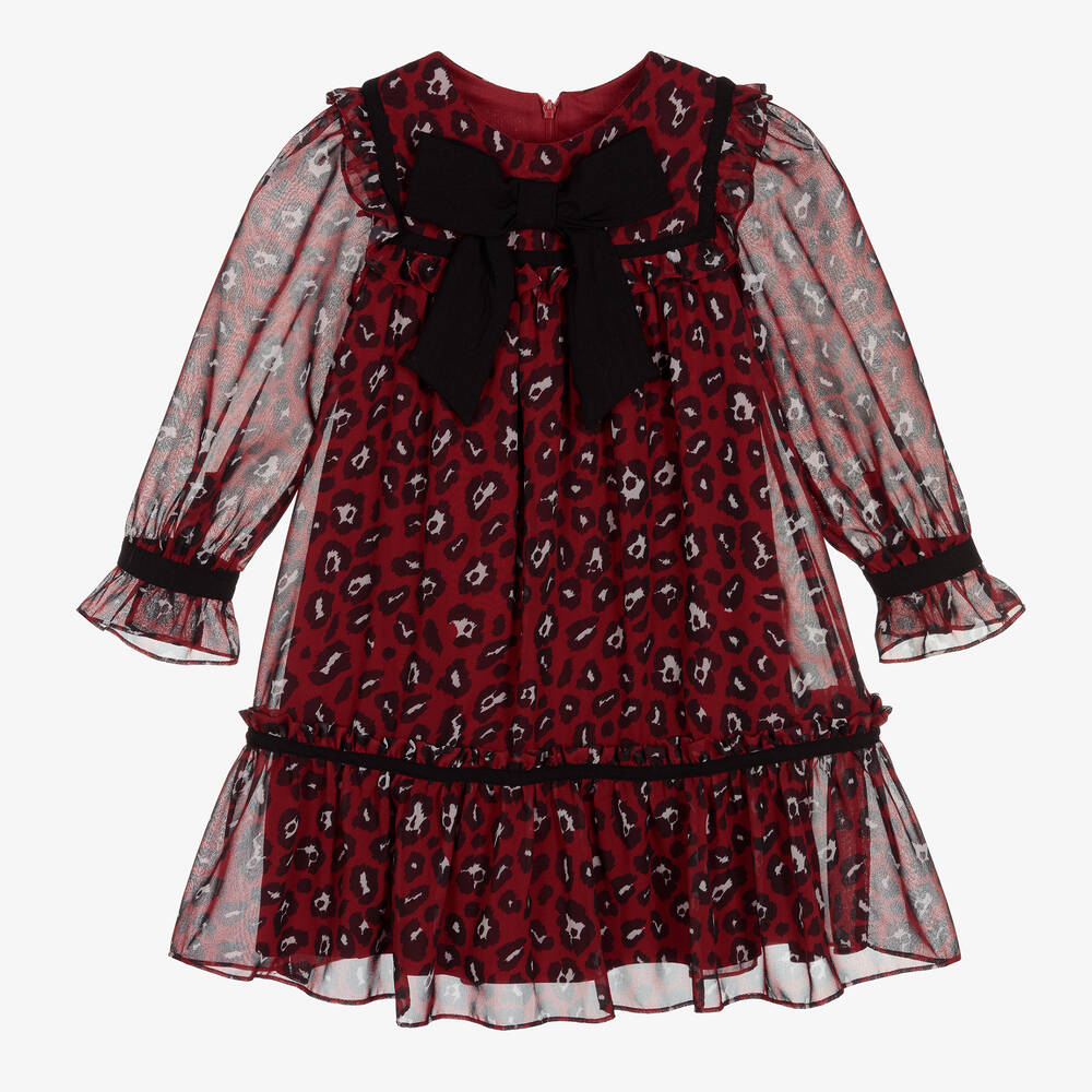 Patachou - Красное шифоновое платье с леопардовым принтом  | Childrensalon