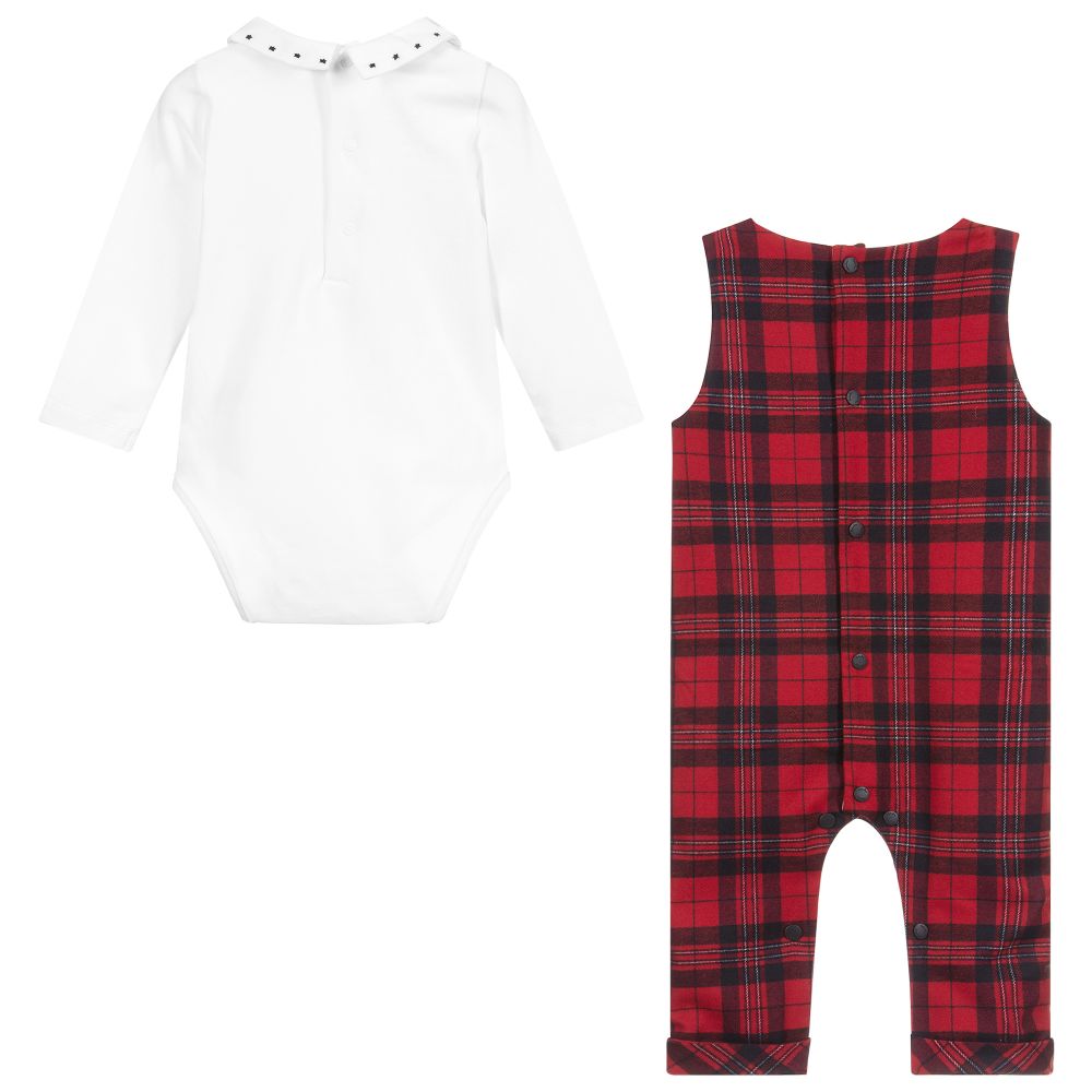 Patachou-Red Tartan Dungarees & Top Set | Childrensalon Outlet