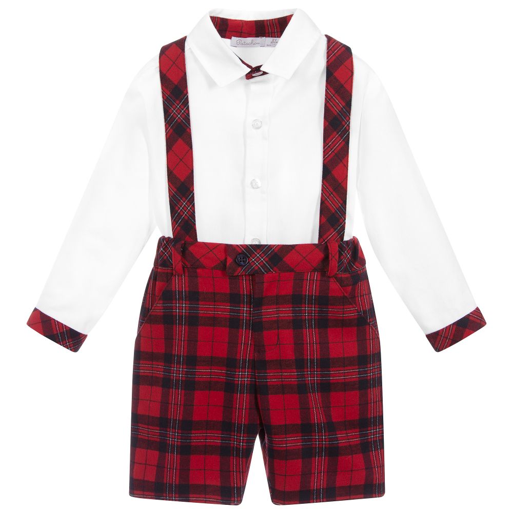 Patachou - Ensemble short écossais rouge | Childrensalon