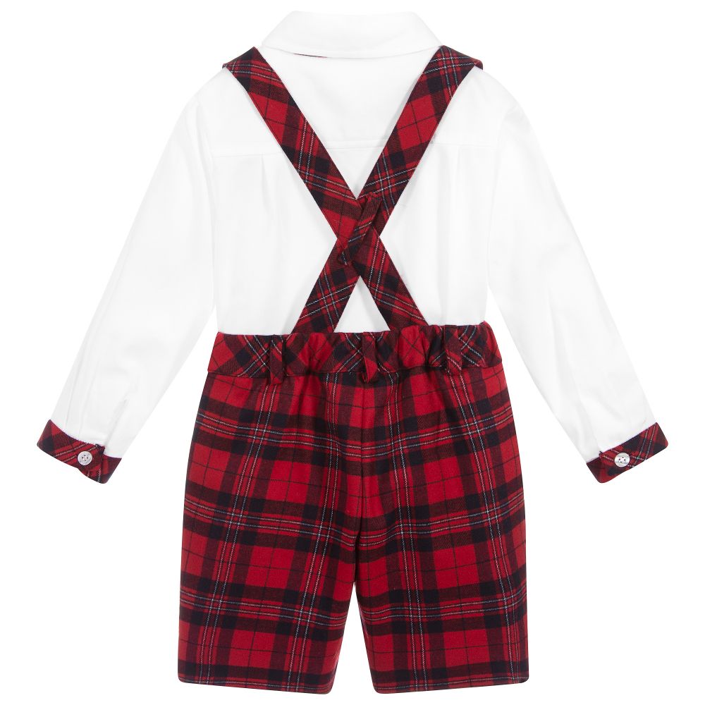 Patachou-Red Tartan Shorts & Shirt Set | Childrensalon Outlet
