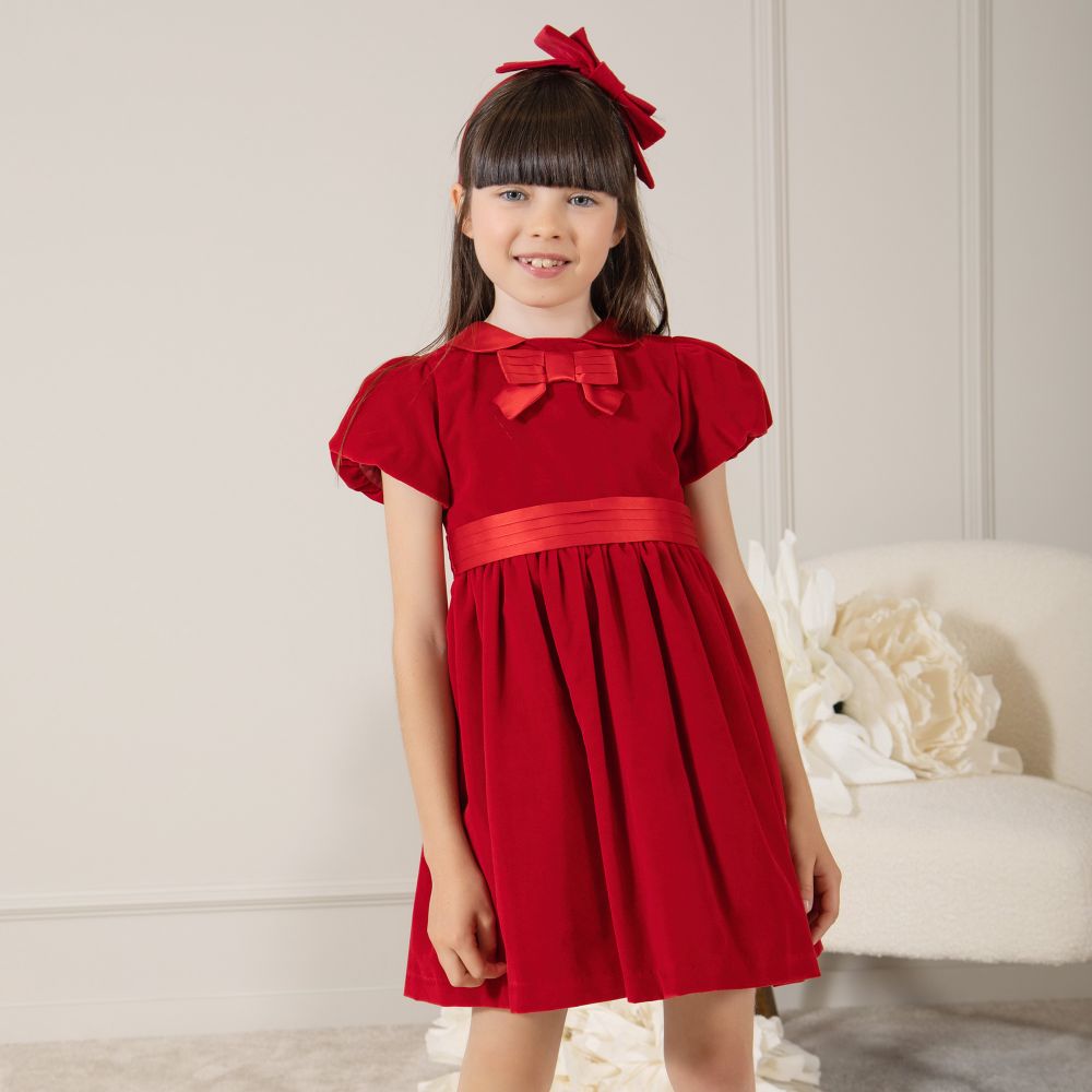 Patachou red store velvet dress