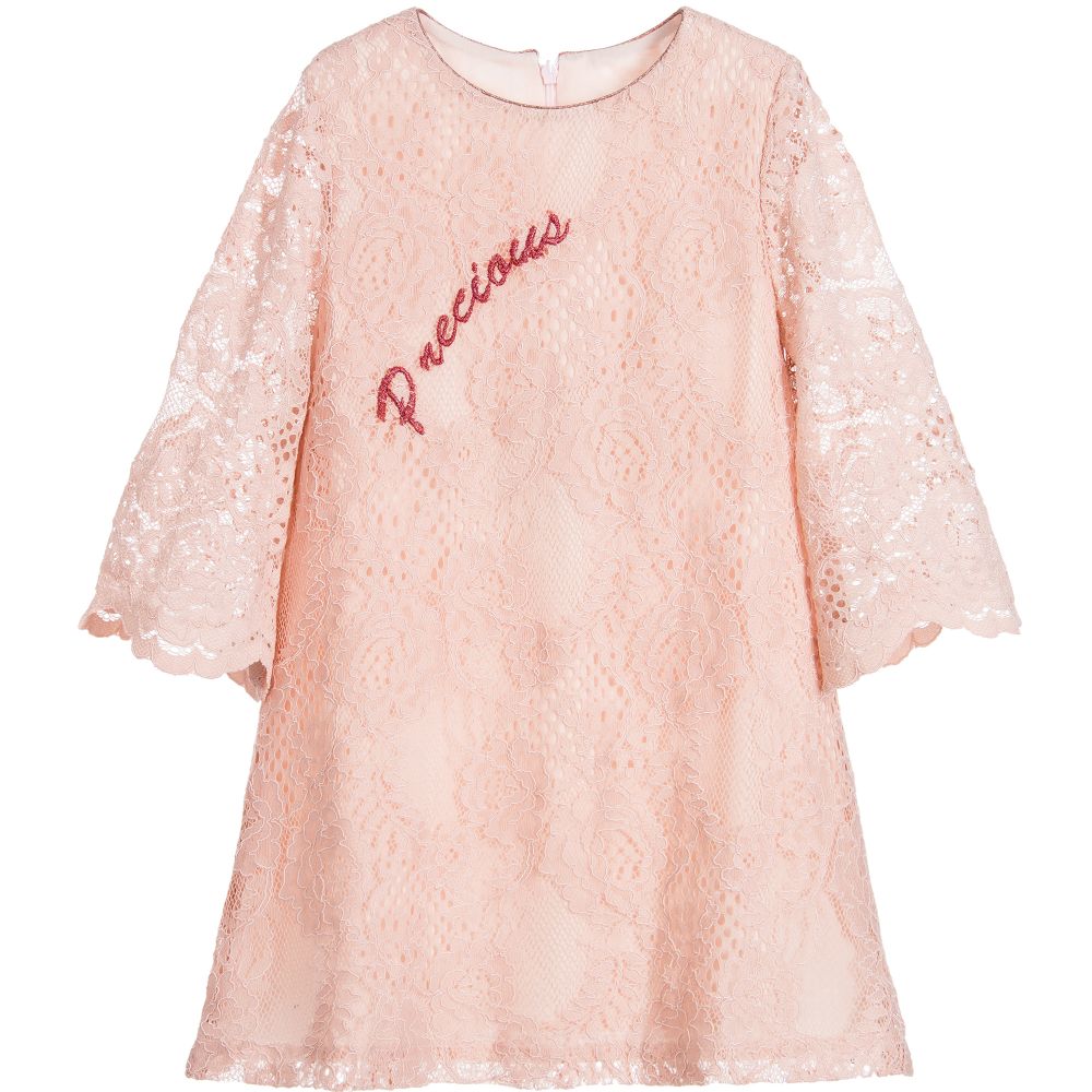 Patachou - Salmon Pink Lace 'Precious' Dress  | Childrensalon